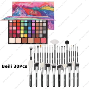 Beili 30Pcs Brush Set And IMAGIC PROfessional 56 Color Terraced Eyeshadow Palette Combo