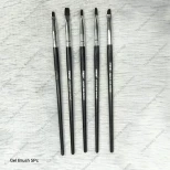 Nail Art Gel Brush Set Black 5pc