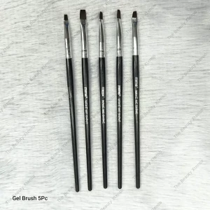 Nail Art Gel Brush Set Black 5pc