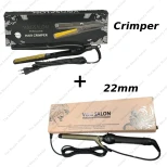 V & G Saloon Professional Hair Crimper Gold Plated And Curler 22MM Combo
