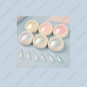 Bolt Bee Holographic White Pearl Chrome Nail Powder Set