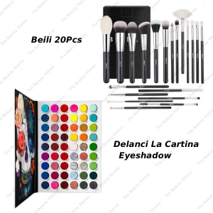 Delanci La Catrina Eyeshadow Palette And Beili 20 Pcs Professional Brush Set Combo