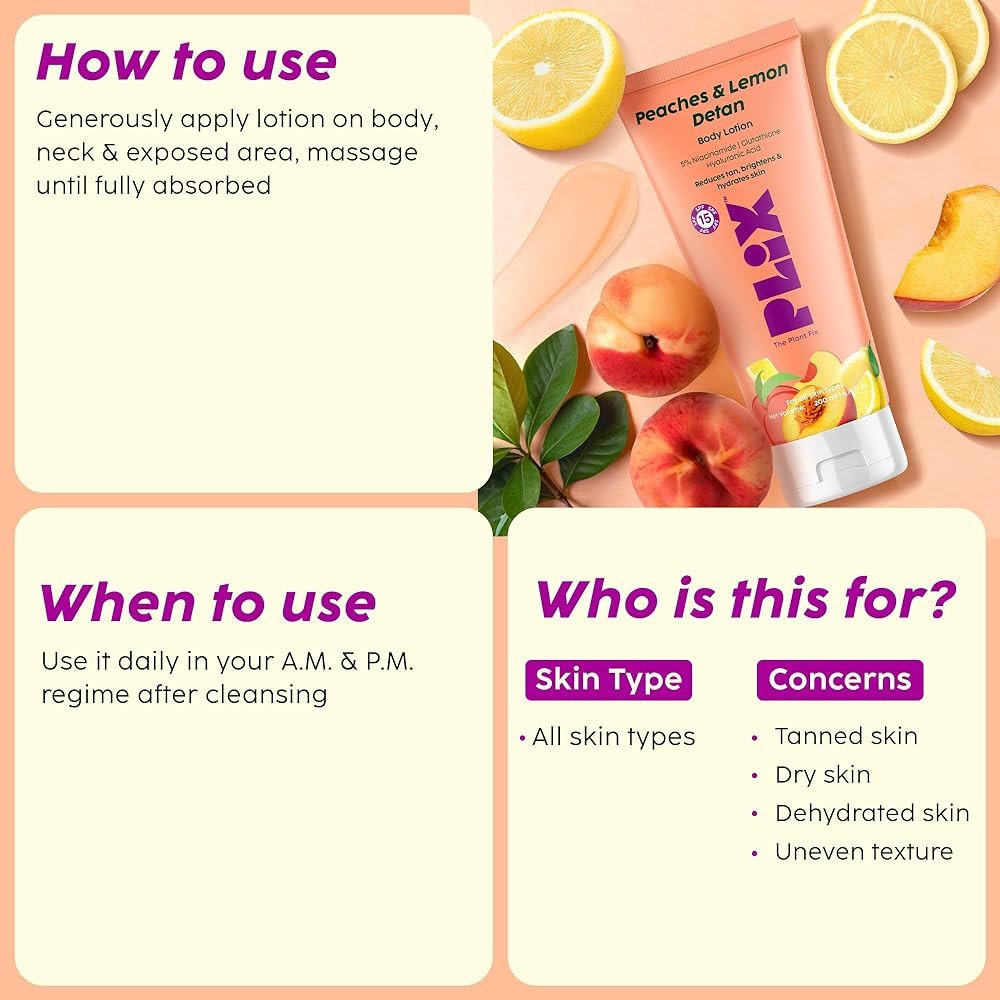 Plix Peaches & Lemon Detan Body Lotion SPF-15 200ml