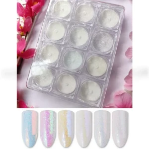 Bolt Bee Nail Art Holographic White Glitter - Set Of 12
