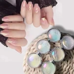 Bolt Bee Holographic White Pearl Chrome Nail Powder Set